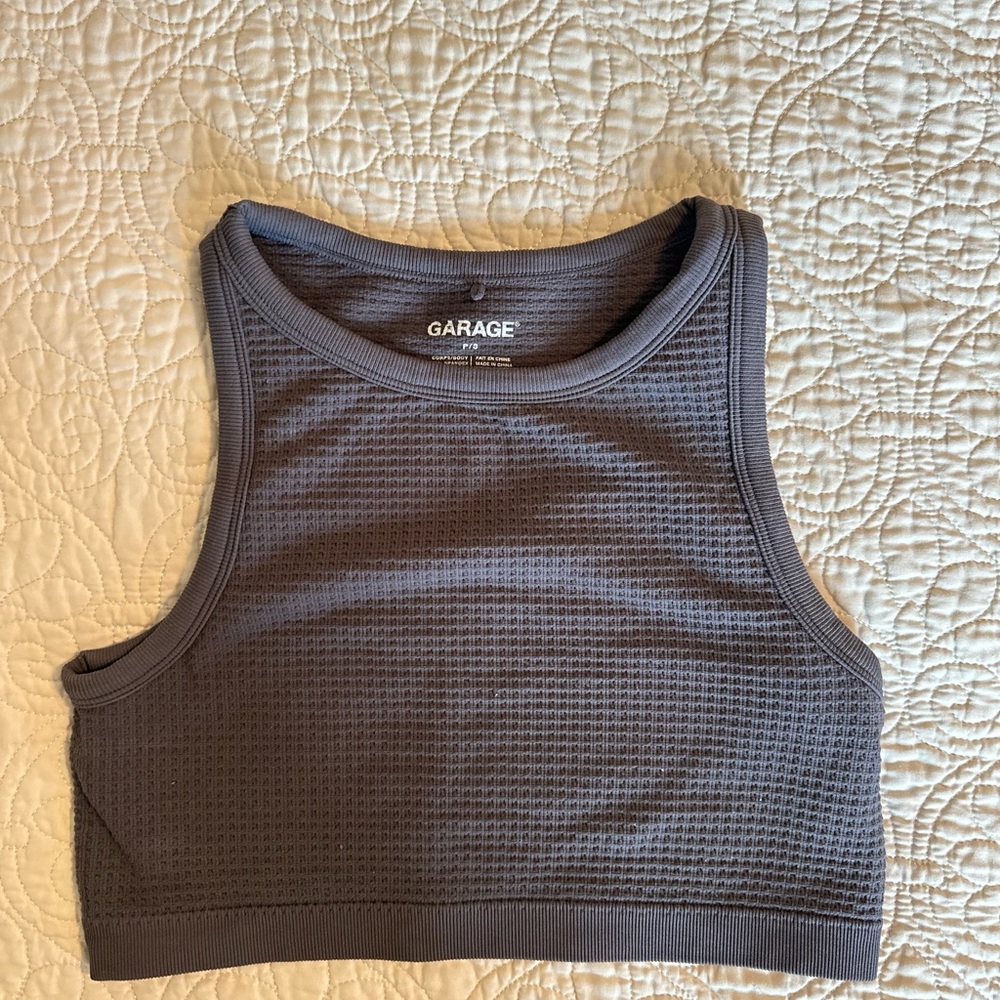 Garage Gray Textured Crop Tank Top